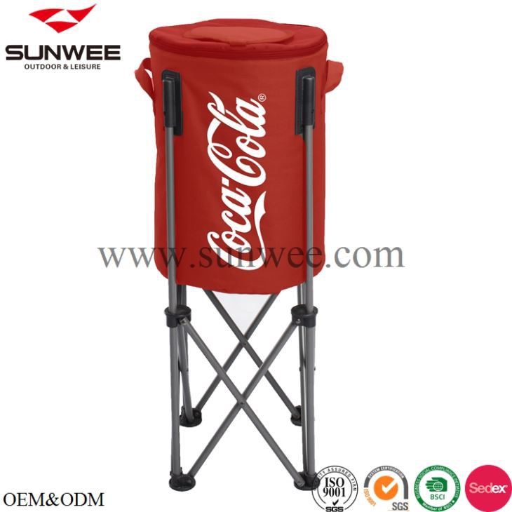 Can shape cooler bag with stand
